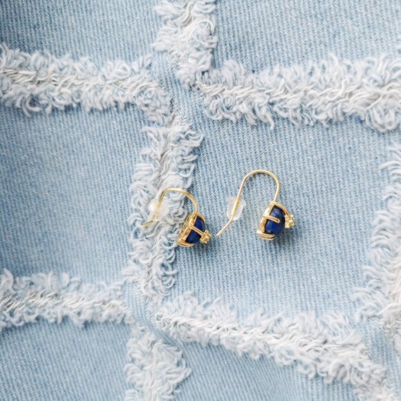 Alicia Bonnie Gem Star Gold Blue Lapis Drop Earrings Trendy Jewelry - Picture 3 of 3